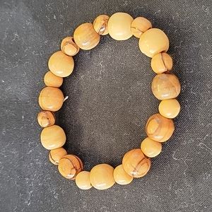 Vintage Stretchy Brown Beaded Wood Bracelet